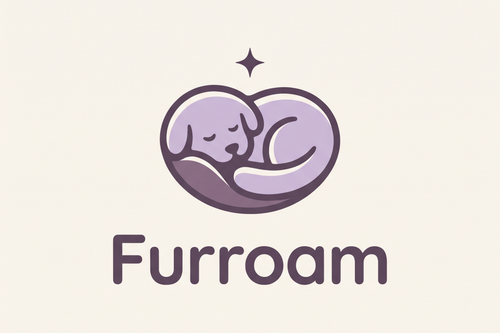 Furroam logo with a curled sleeping dog and a star